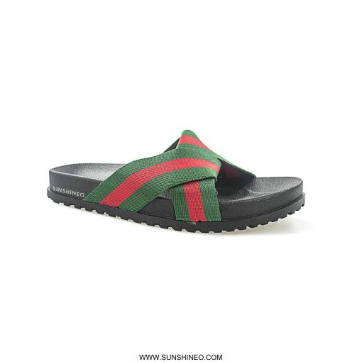 SUN1806027 slide sandal stripe red black - Image 2