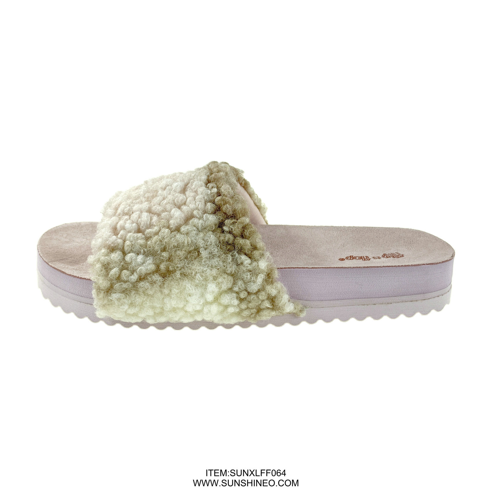 SUNXLFF064 fur flip flop sandals winter slippers